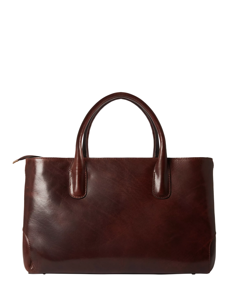 OSPREY LONDON Monroe Curved Leather Tote Chestnut - British product