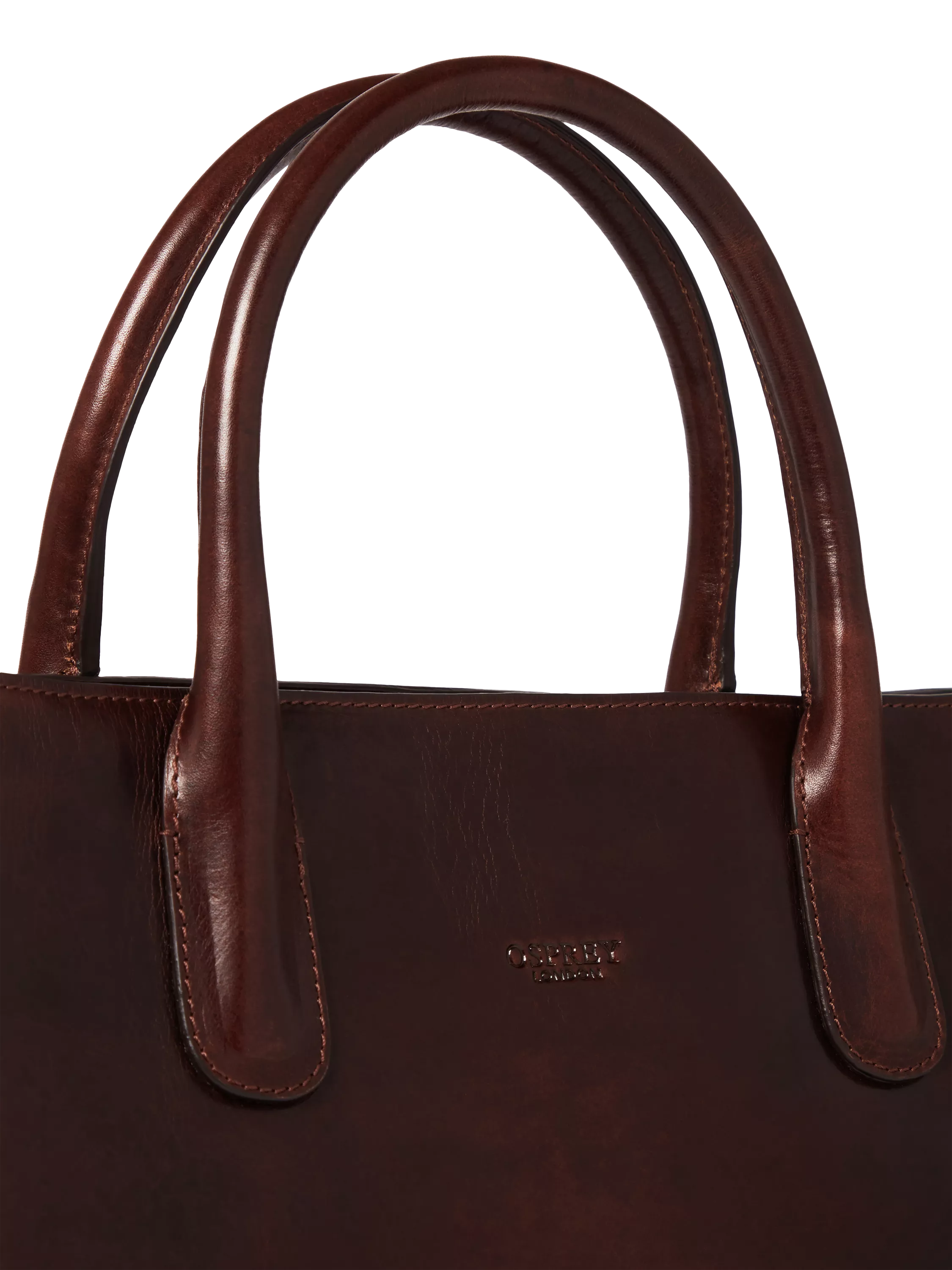 OSPREY LONDON Monroe Curved Leather Tote Chestnut - British product