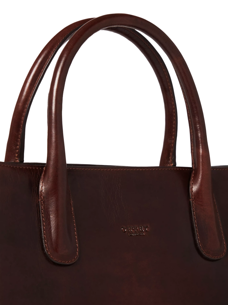 OSPREY LONDON Monroe Curved Leather Tote Chestnut - British product
