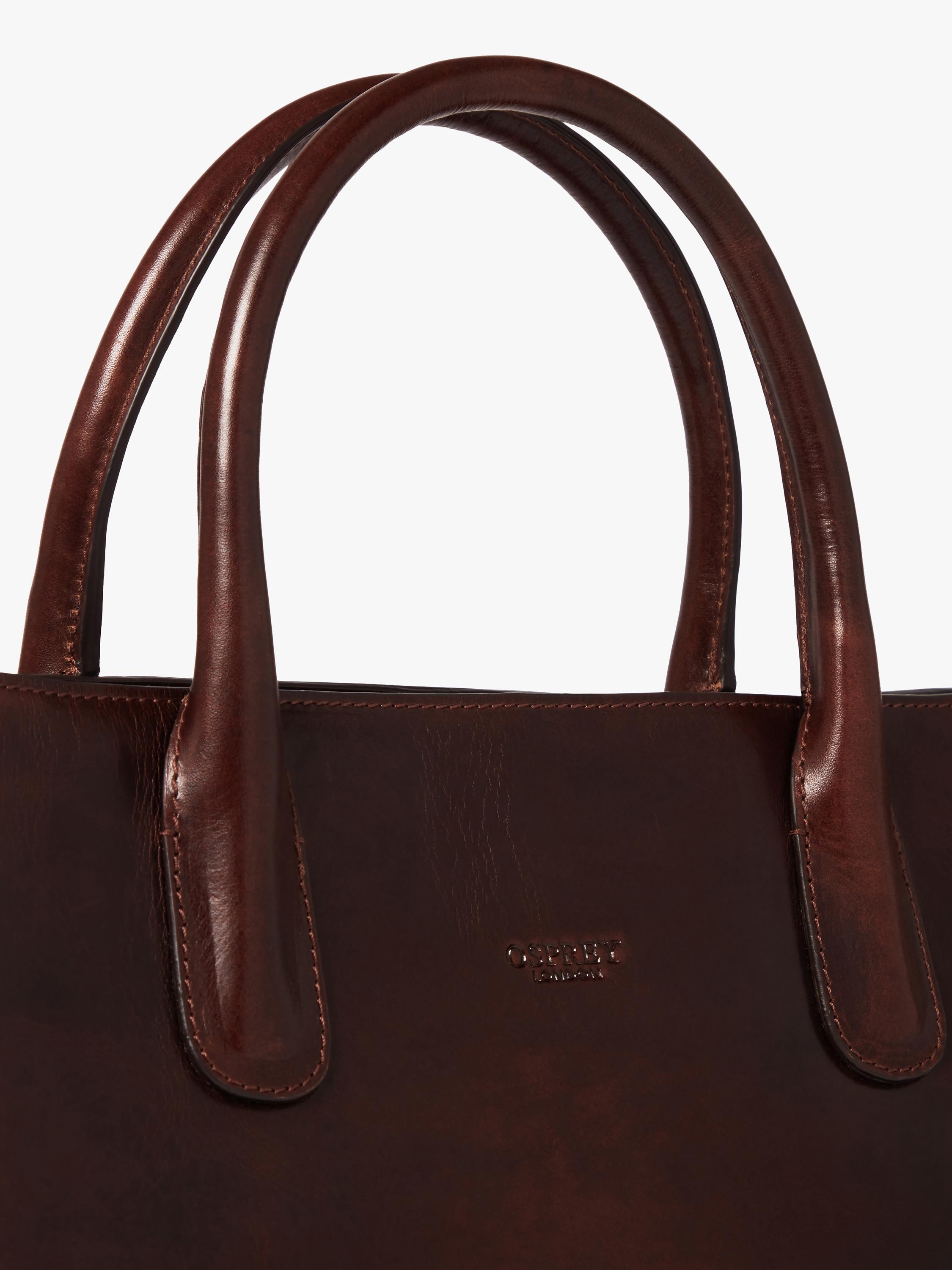 OSPREY LONDON Monroe Curved Leather Tote Chestnut - British product