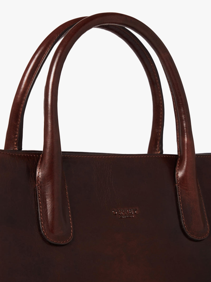 OSPREY LONDON Monroe Curved Leather Tote Chestnut - British product