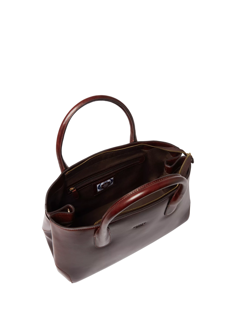 OSPREY LONDON Monroe Curved Leather Tote Chestnut - British product