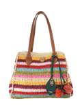 Dune London multi-stripe raffia tote bag with charms, UK version