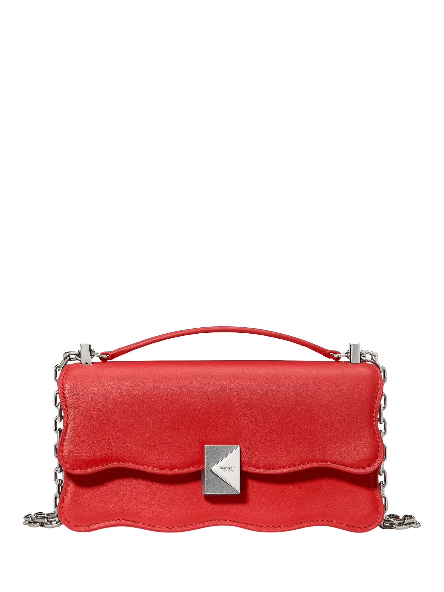 kate spade new york Deco Wavy Leather Mini Crossbody Bag Heirloom Tomato, imported from the UK