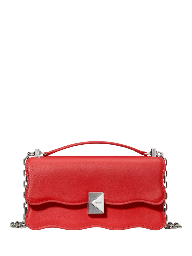 kate spade new york Deco Wavy Leather Mini Crossbody Bag Heirloom Tomato, imported from the UK