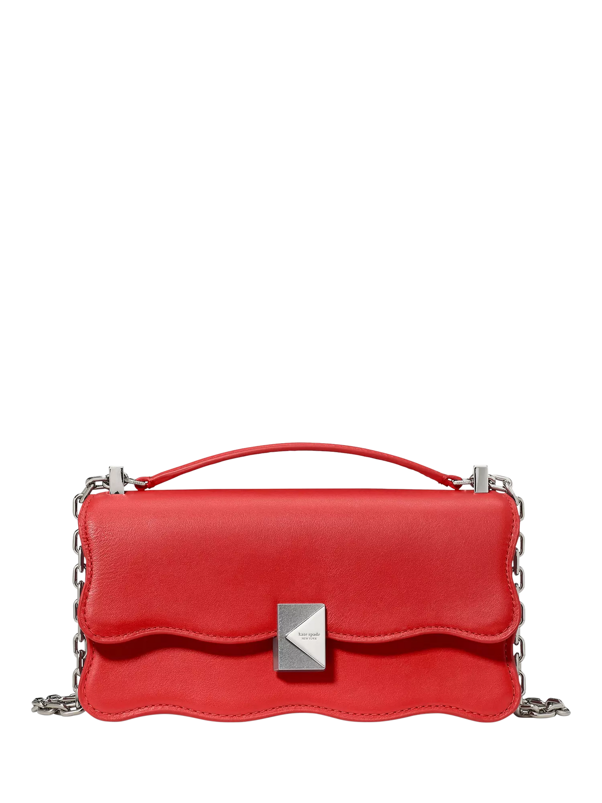 kate spade new york Deco Wavy Leather Mini Crossbody Bag Heirloom Tomato, imported from the UK