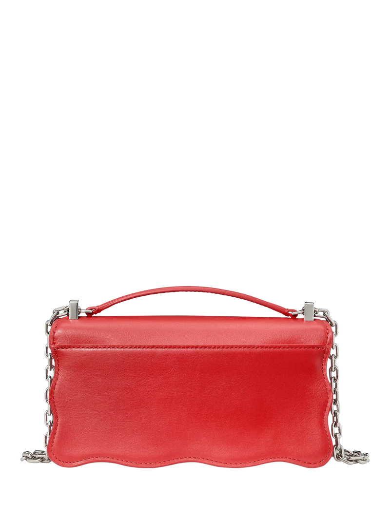 kate spade new york Deco Wavy Leather Mini Crossbody Bag Heirloom Tomato, imported from the UK