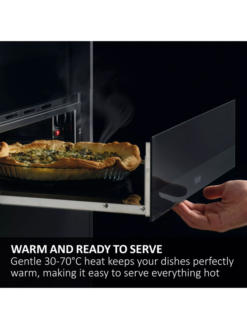 Haier HWD14ID6E warming drawer black glass, imported from the UK