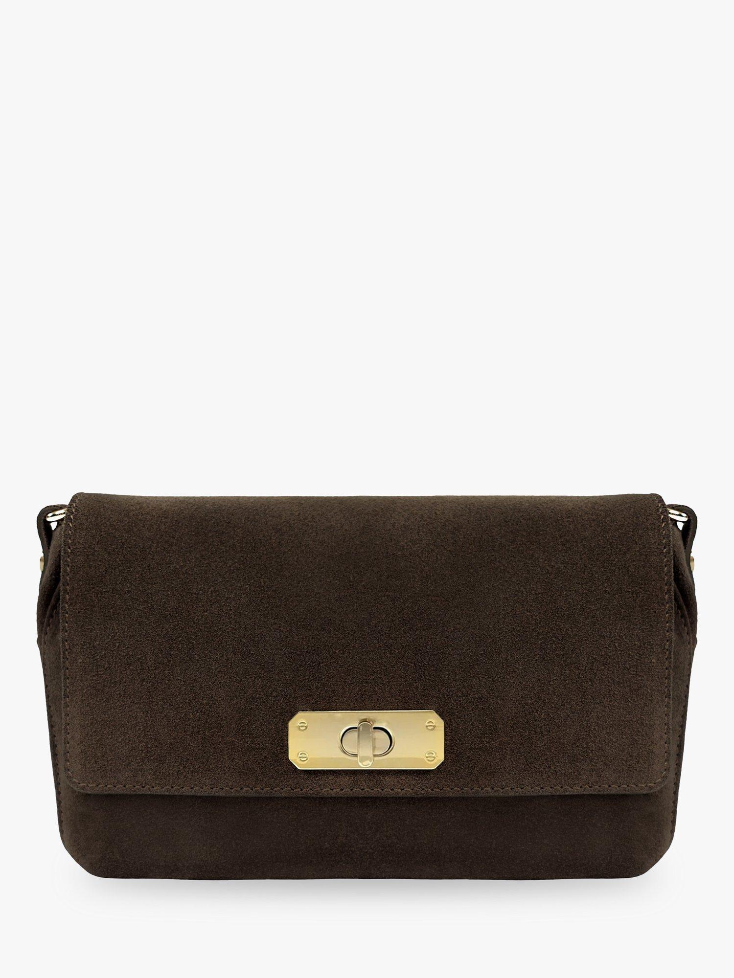 Apatchy London Maisie Midi Chocolate Suede Bag (British brand)