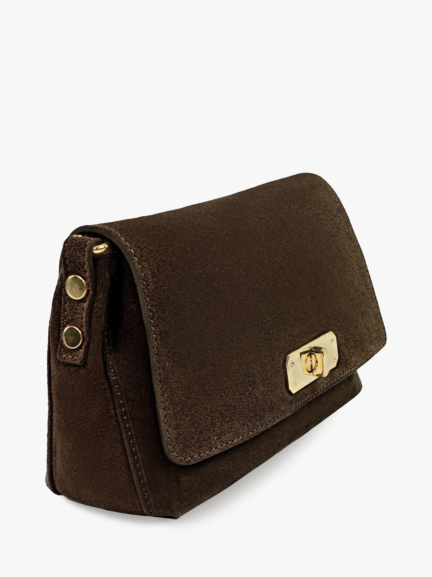 Apatchy London Maisie Midi Chocolate Suede Bag (British brand)