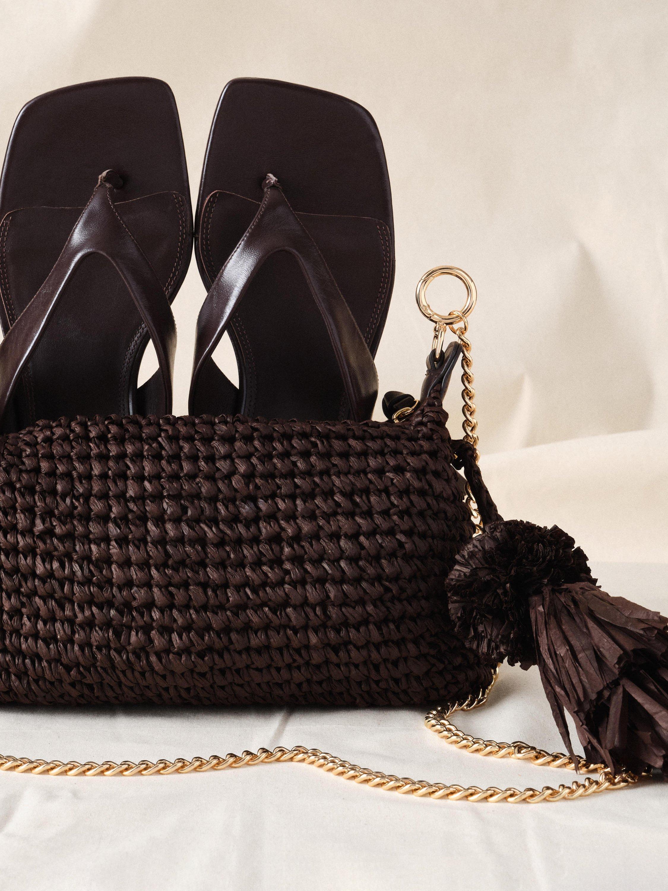 Mint Velvet woven straw crossbody bag brown - British product