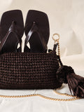 Mint Velvet woven straw crossbody bag brown - British product