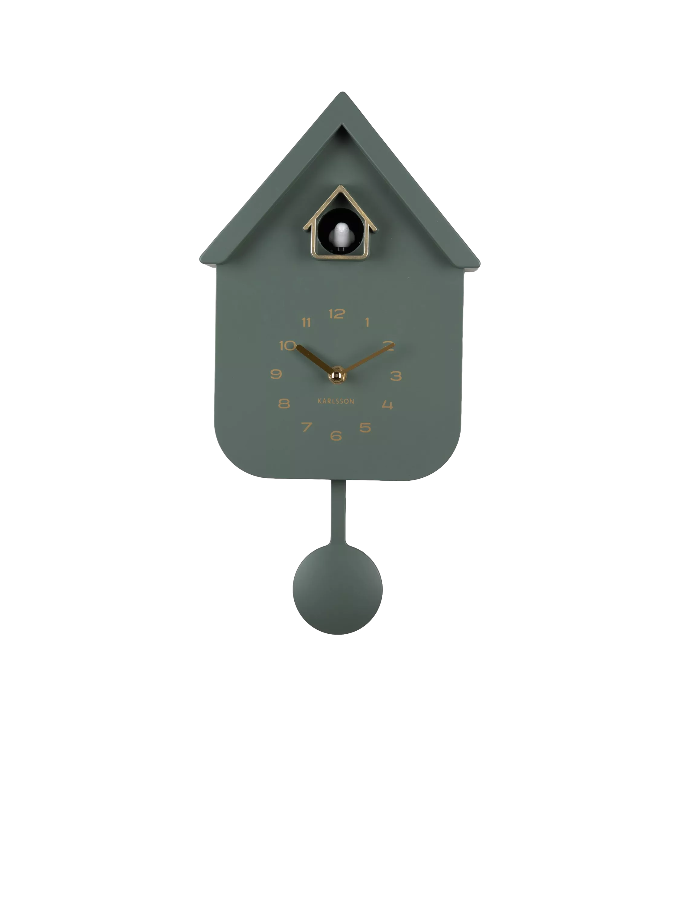Karlsson Solo Cuckoo Analogue Pendulum Wall Clock, Jungle Green
