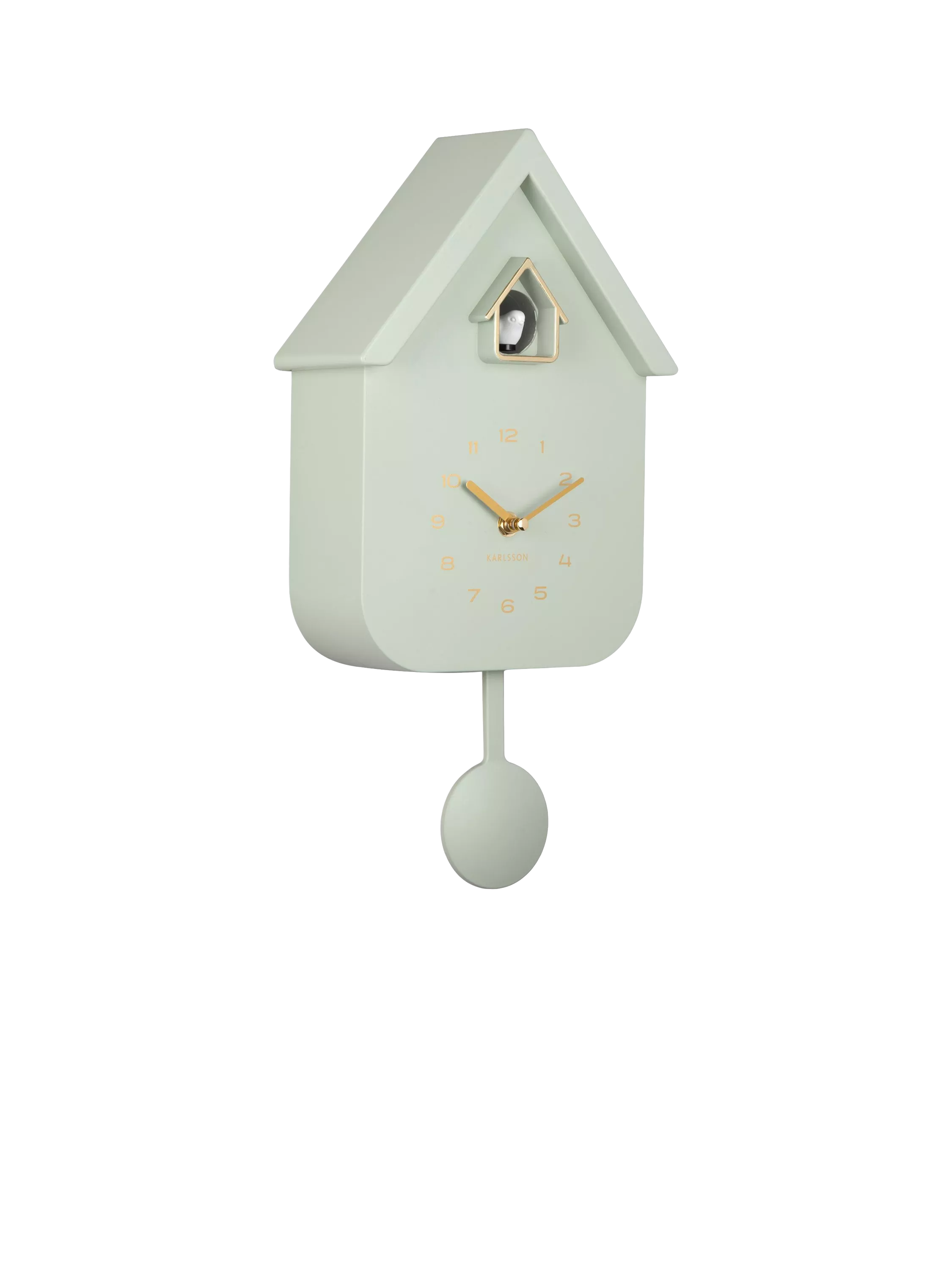 Karlsson Solo Cuckoo Analogue Pendulum Wall Clock, Grayed Jade