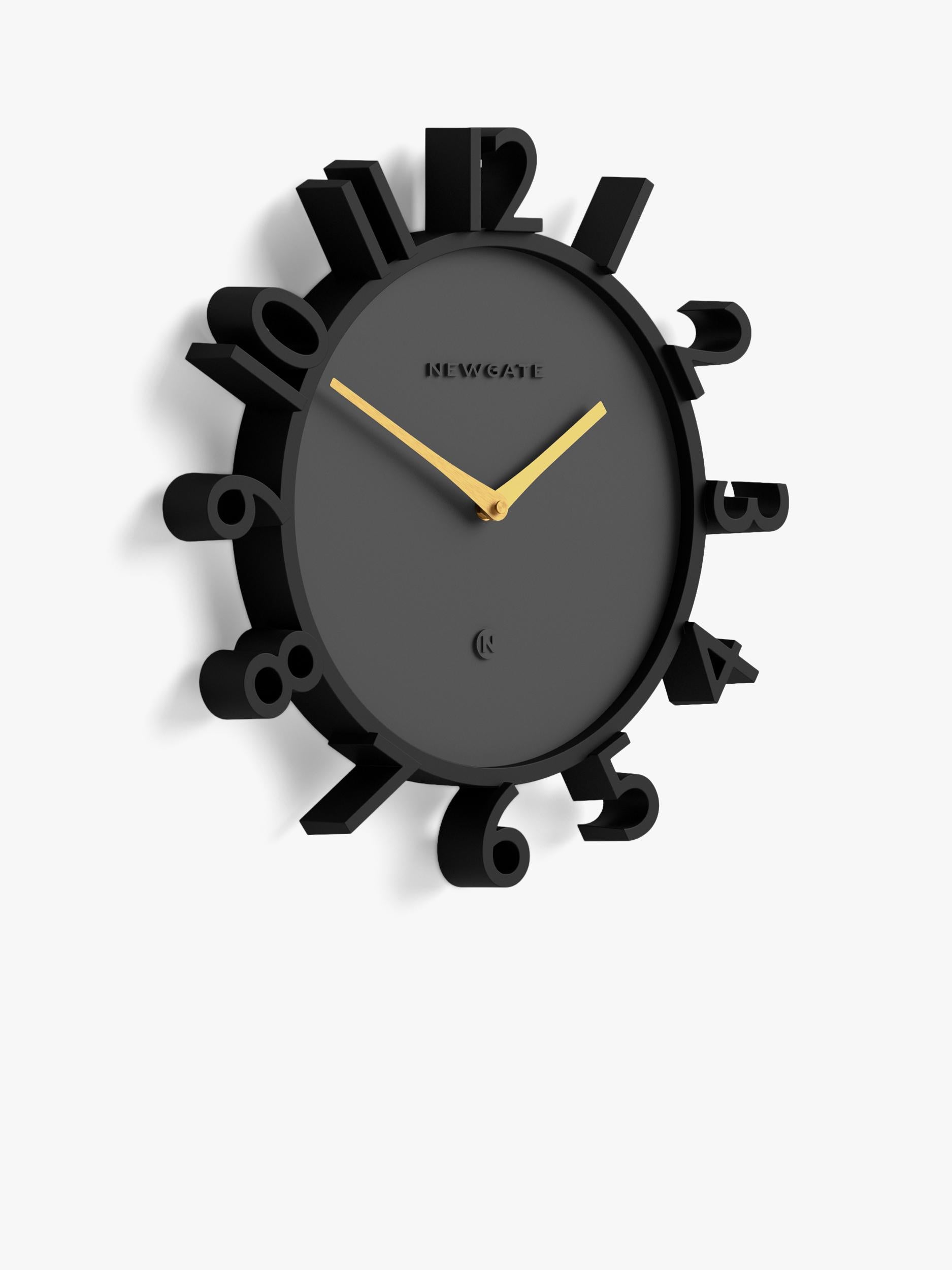 Newgate Clocks Monorail Arabic numeral wall clock 40cm black - British product