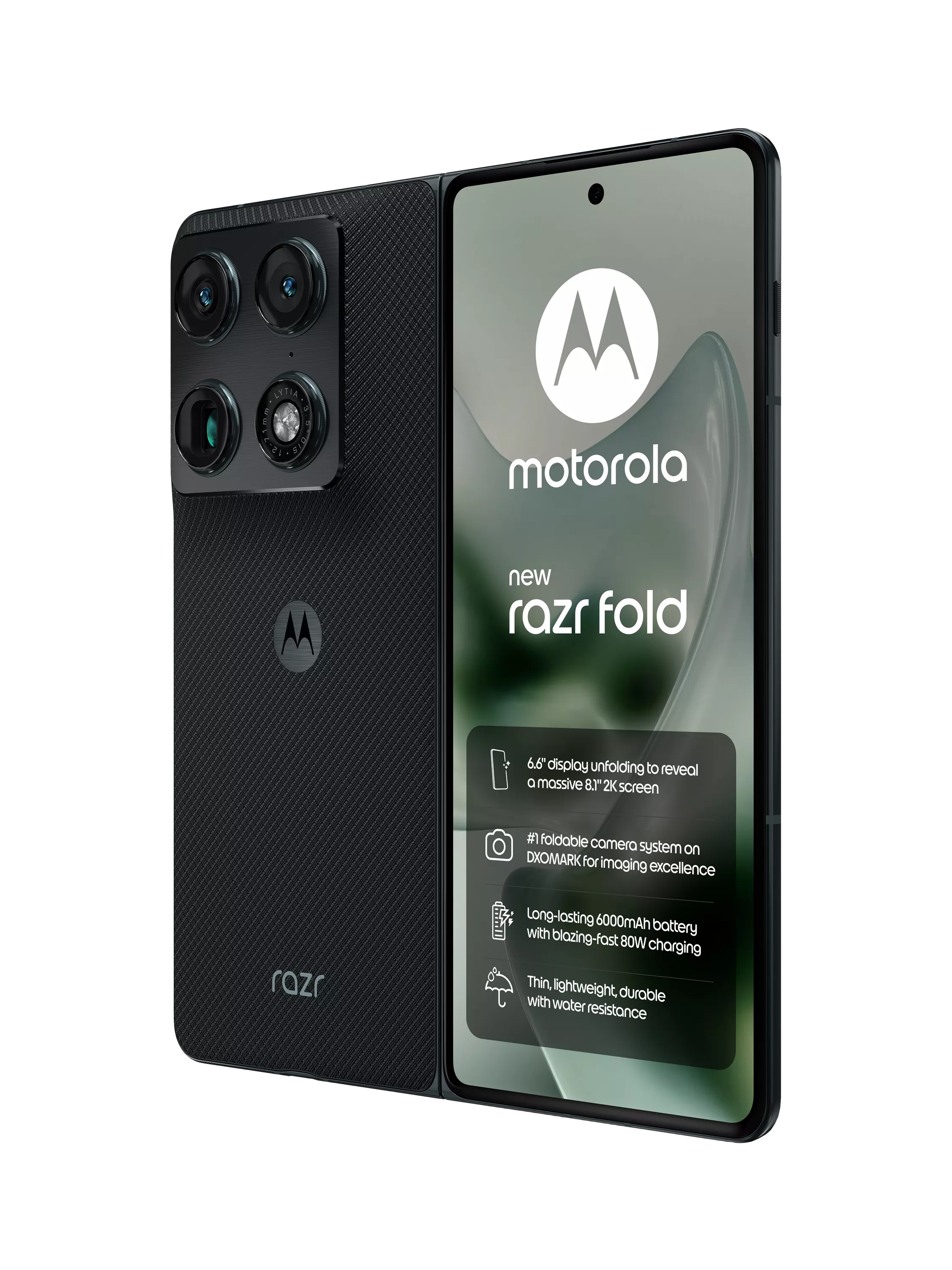 Motorola Razr Fold foldable smartphone in Blackend Blue - British product