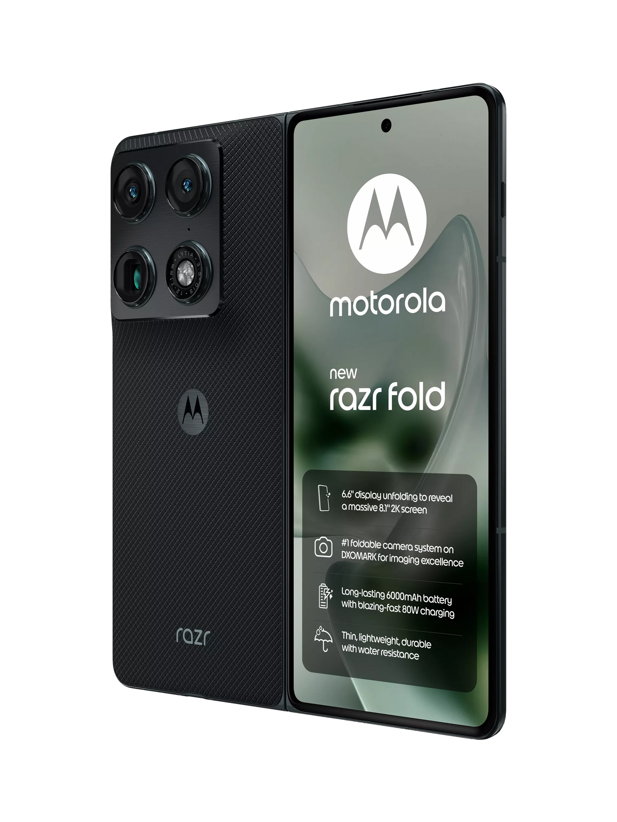 Motorola Razr Fold foldable smartphone in Blackend Blue - British product
