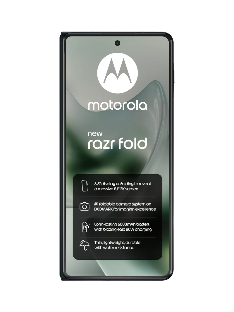 Motorola Razr Fold foldable smartphone in Blackend Blue - British product