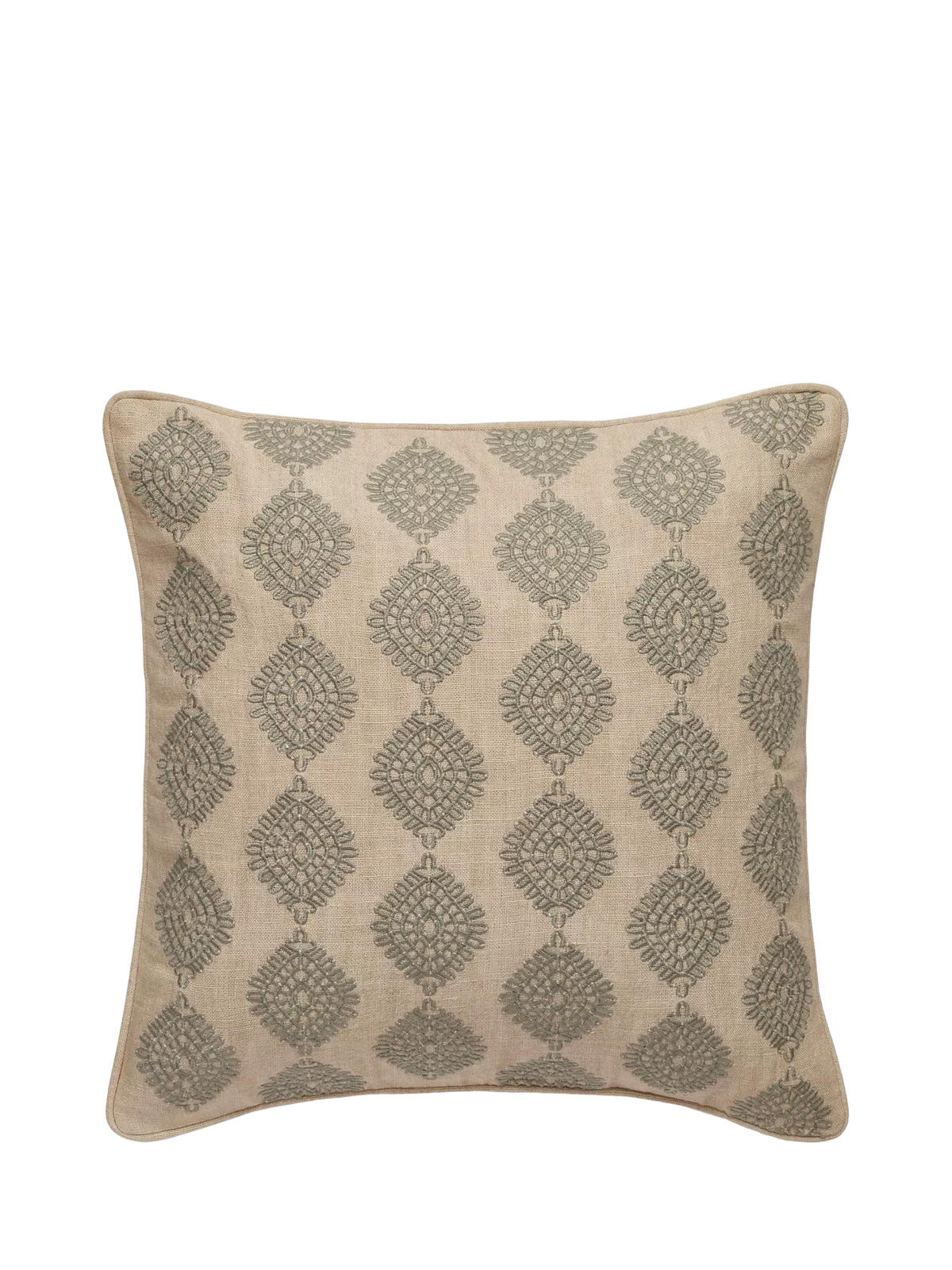 OKA Carthew embroidered cushion 51x51cm linen, UK version