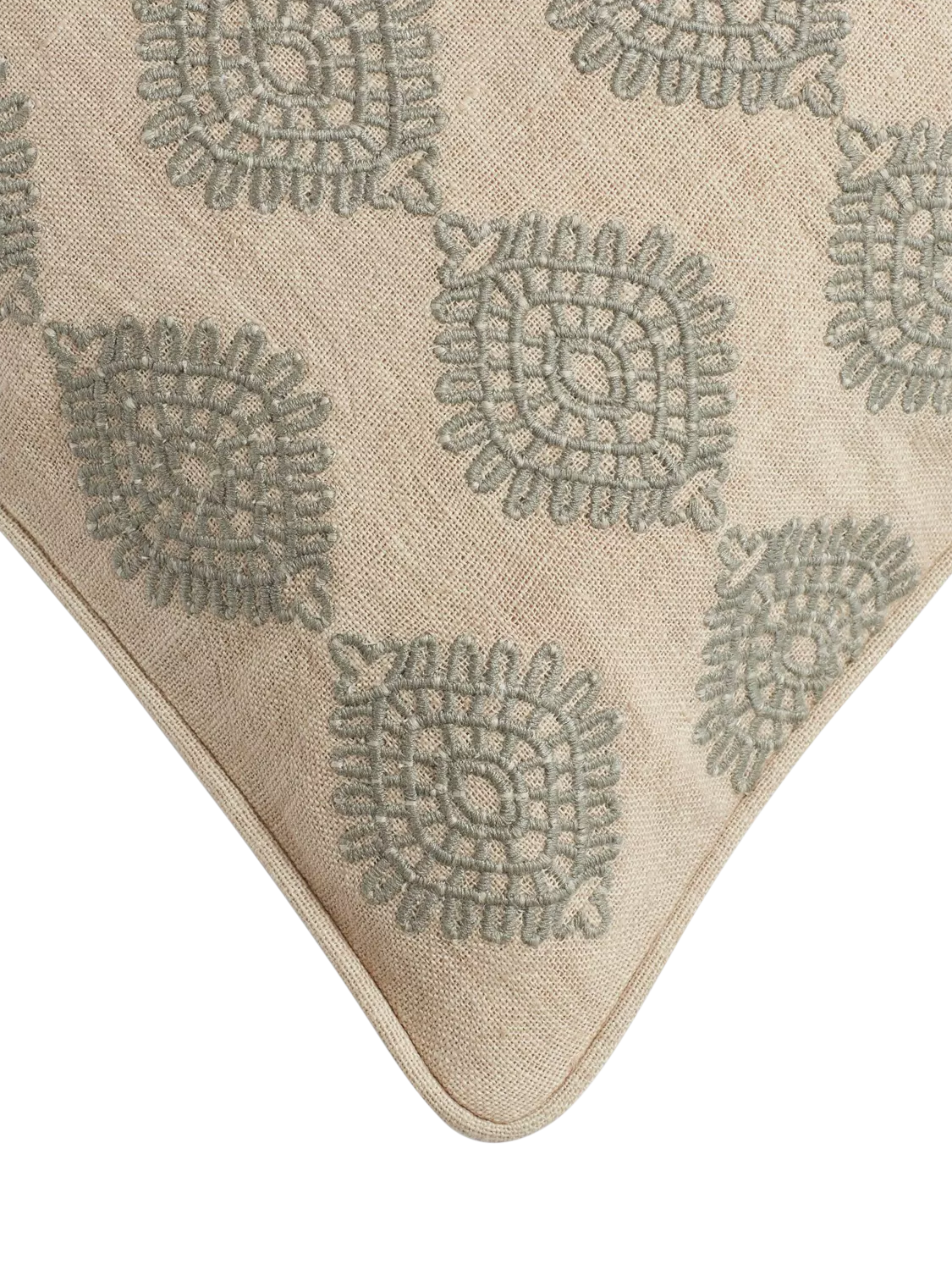 OKA Carthew embroidered cushion 51x51cm linen, UK version