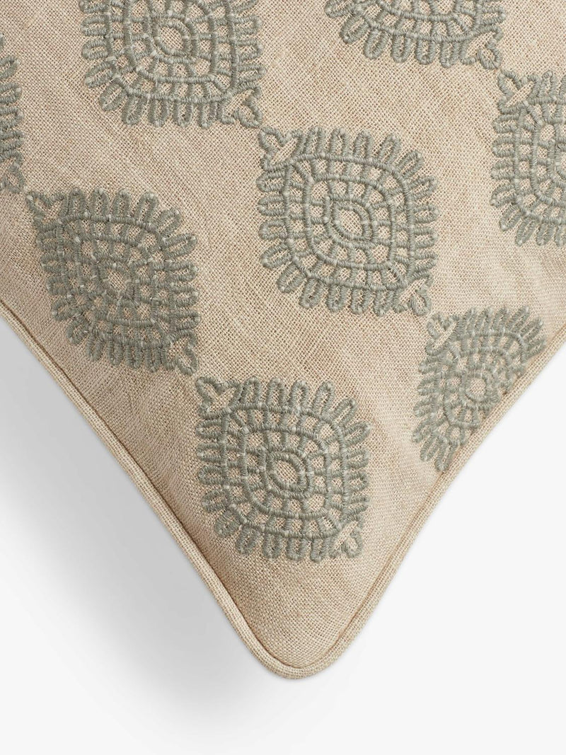 OKA Carthew embroidered cushion 51x51cm linen, UK version