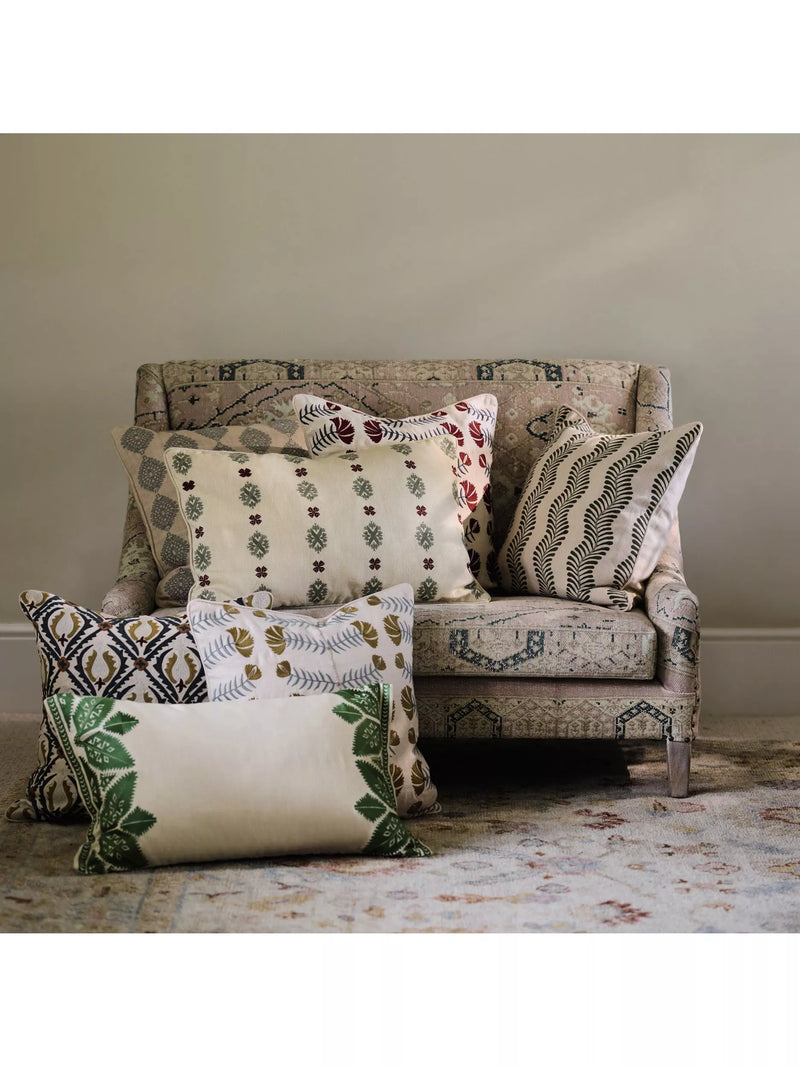 OKA Highweald embroidered cushion warm red 51x51cm imported from the UK