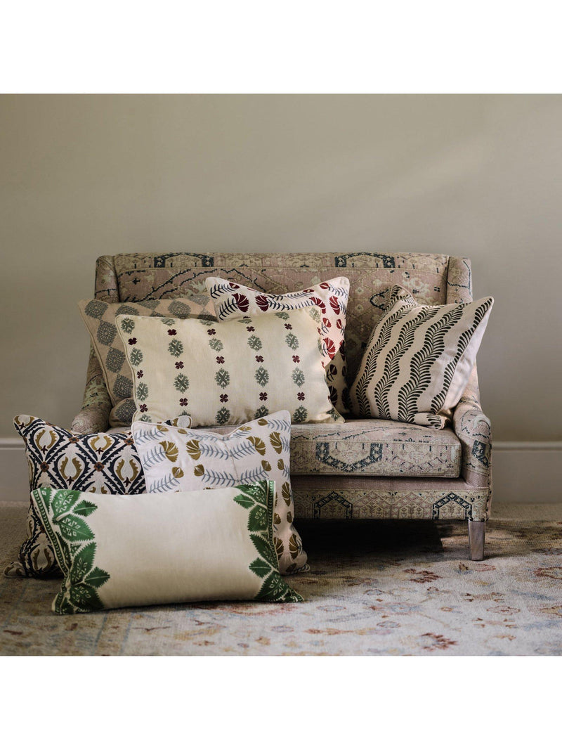 OKA Highweald embroidered cushion warm red 51x51cm imported from the UK