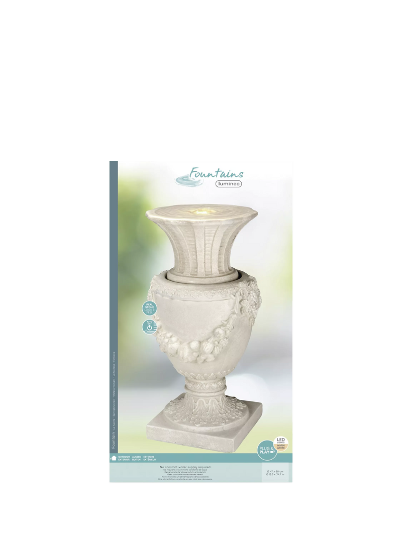 Kaemingk Geneve vase stone effect LED water feature - British product