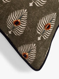 OKA Ocellus cushion 51x51cm, embroidered peacock feathers (British brand)