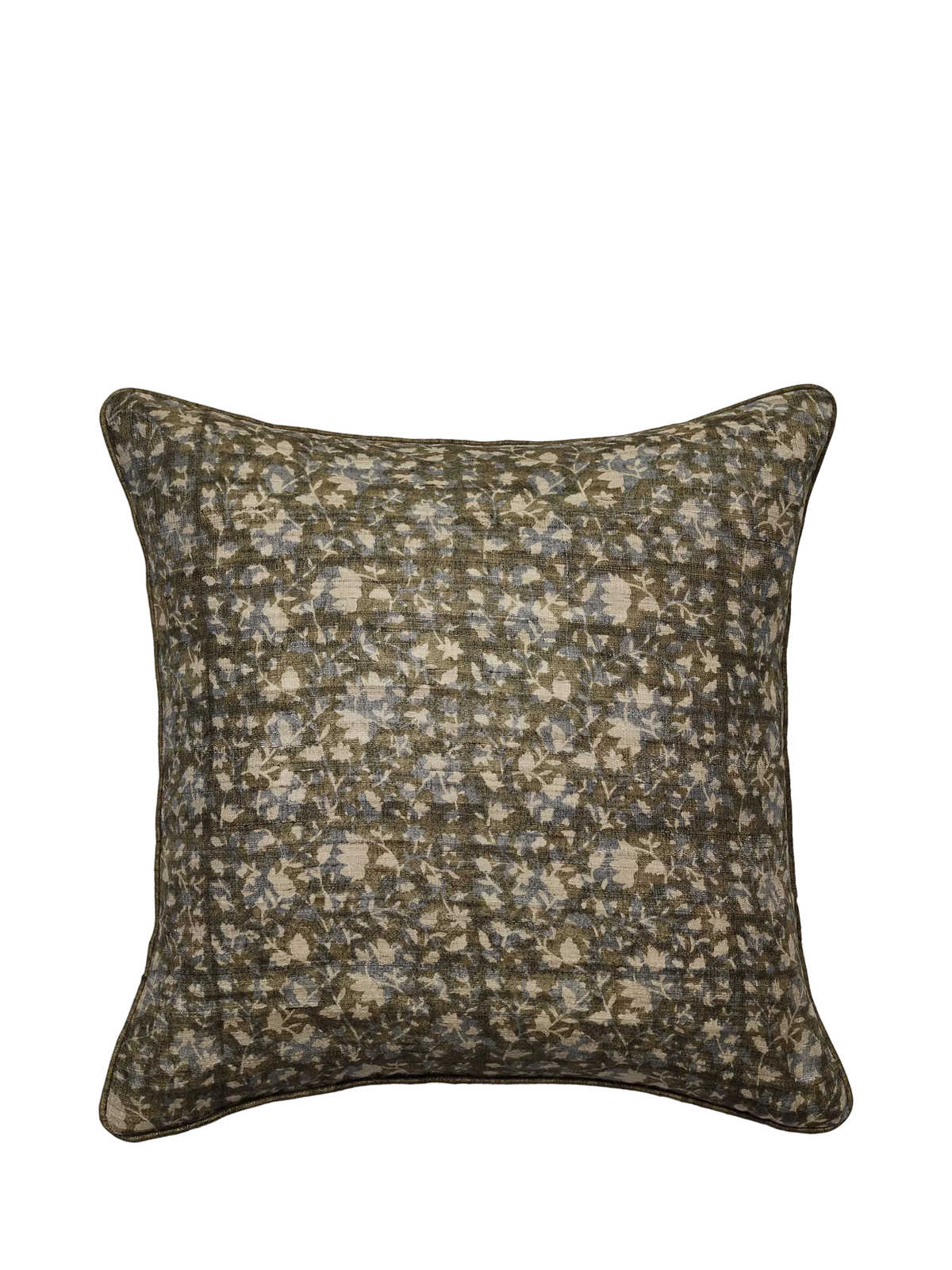 OKA Pattiyan cushion in dark seafoam and hemp, 51x51cm (British brand)