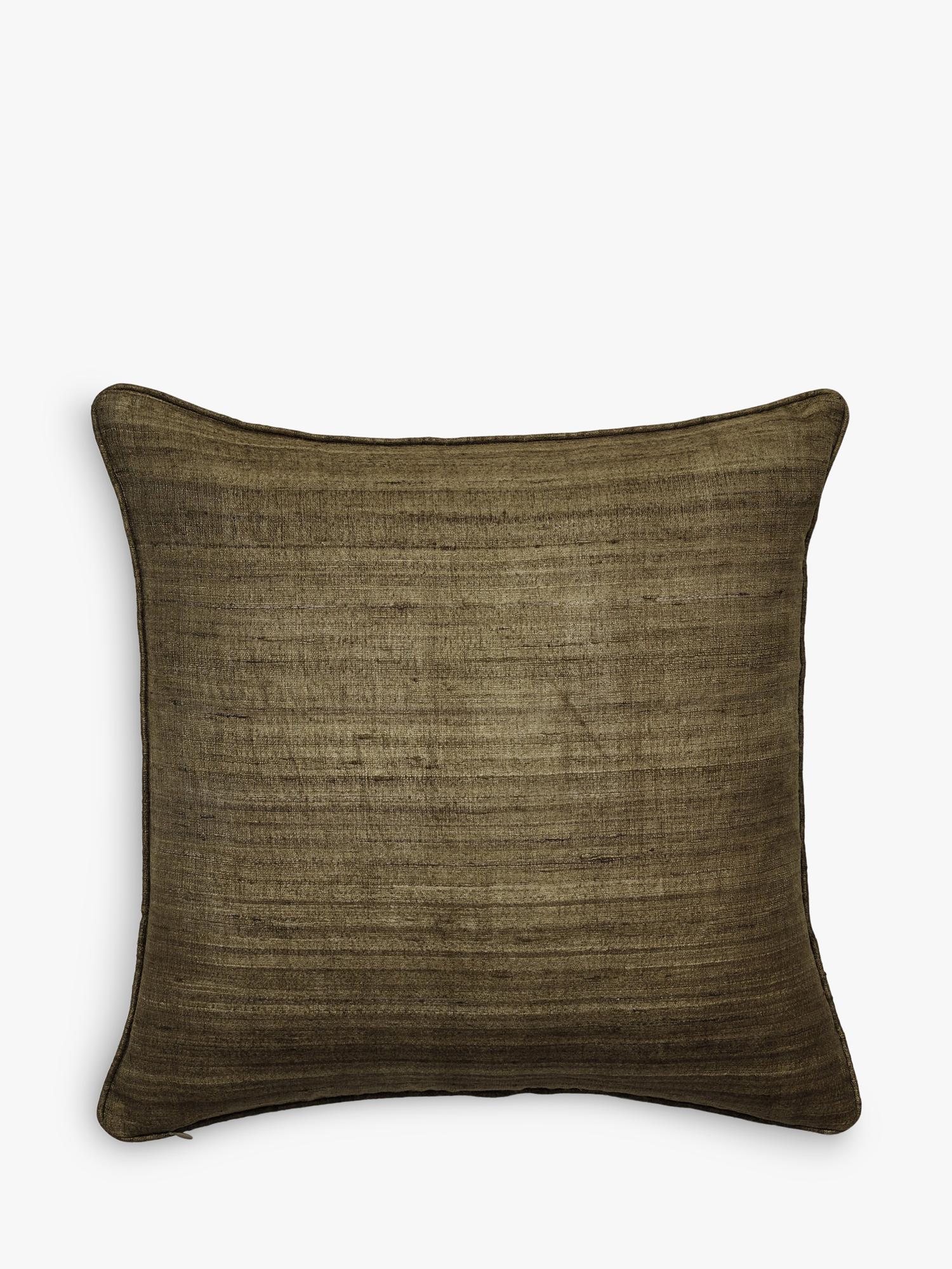 OKA Pattiyan cushion in dark seafoam and hemp, 51x51cm (British brand)