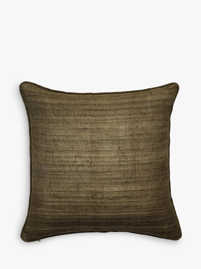 OKA Pattiyan cushion in dark seafoam and hemp, 51x51cm (British brand)