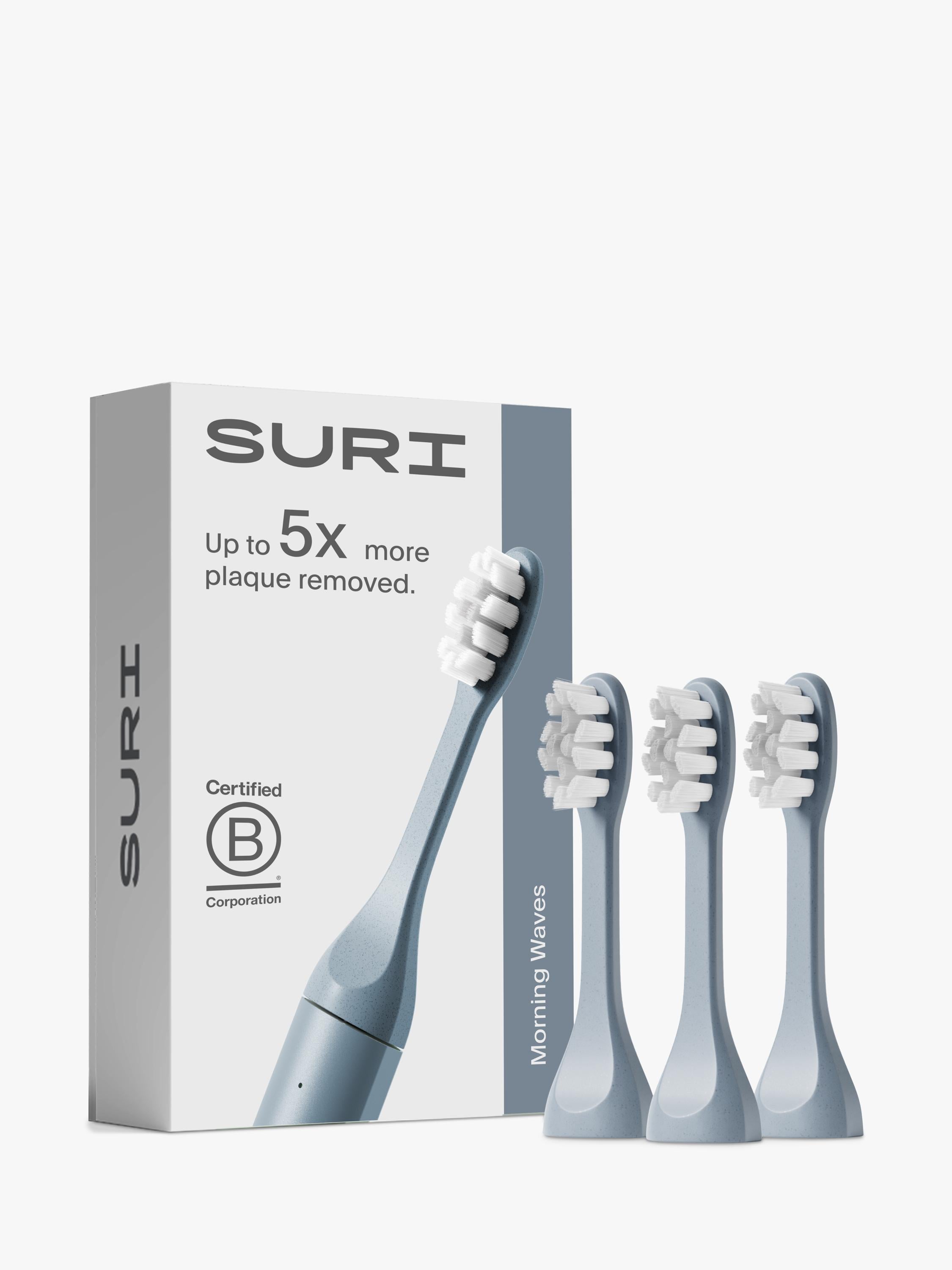 SURI toothbrush heads 3 pack, castor oil bristles (British brand)