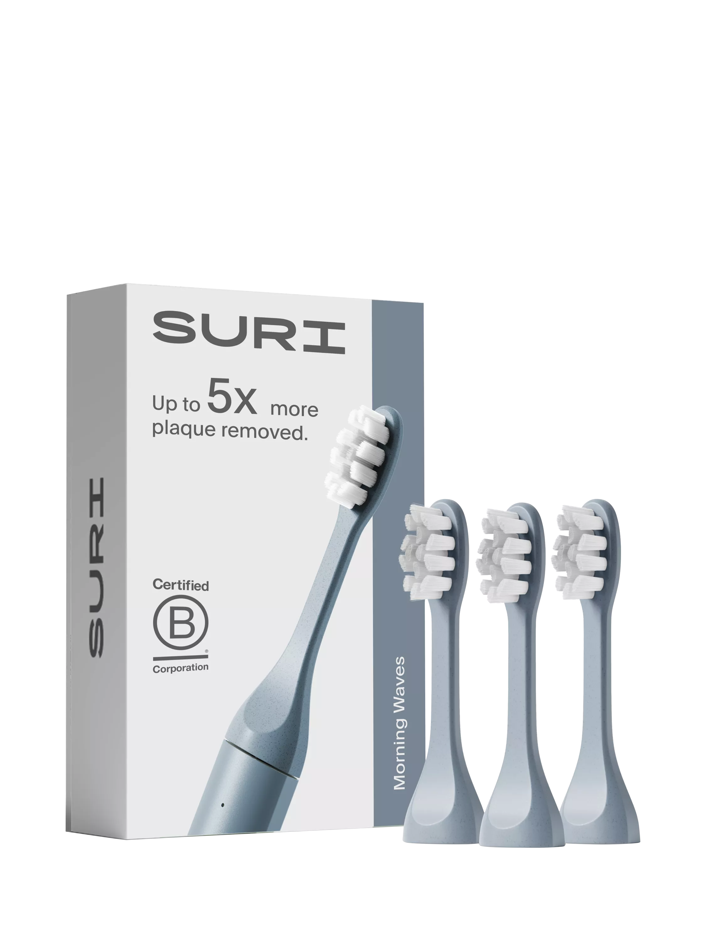 SURI toothbrush heads 3 pack, castor oil bristles (British brand)