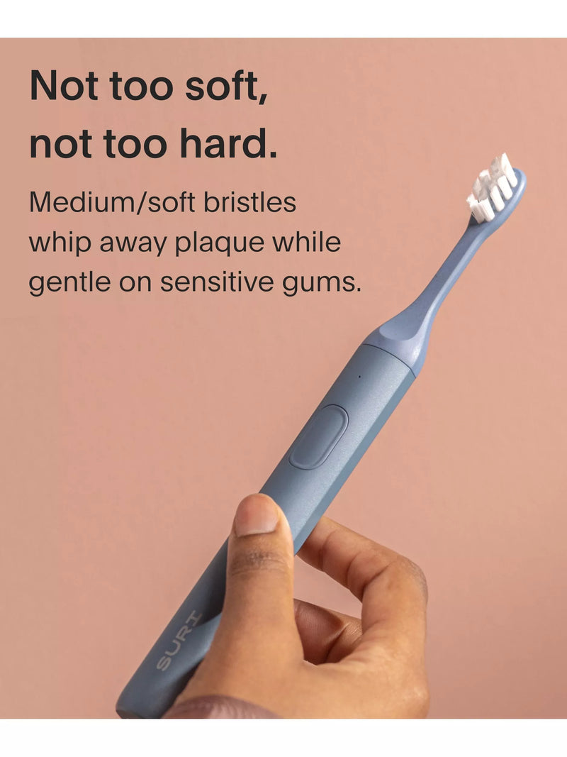 SURI toothbrush heads 3 pack, castor oil bristles (British brand)