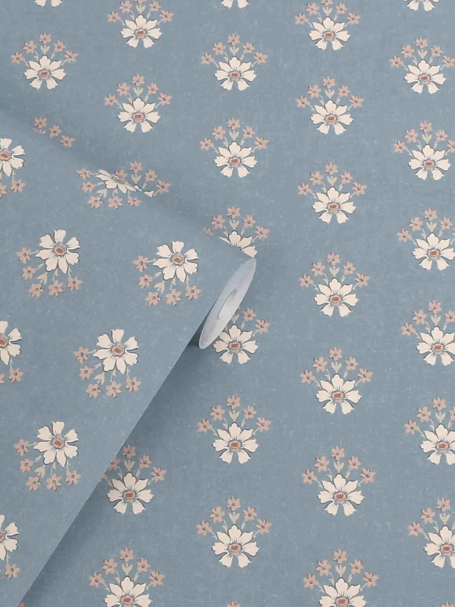 Laura Ashley Semington Floral Wallpaper in Blue, 10m roll (British brand)