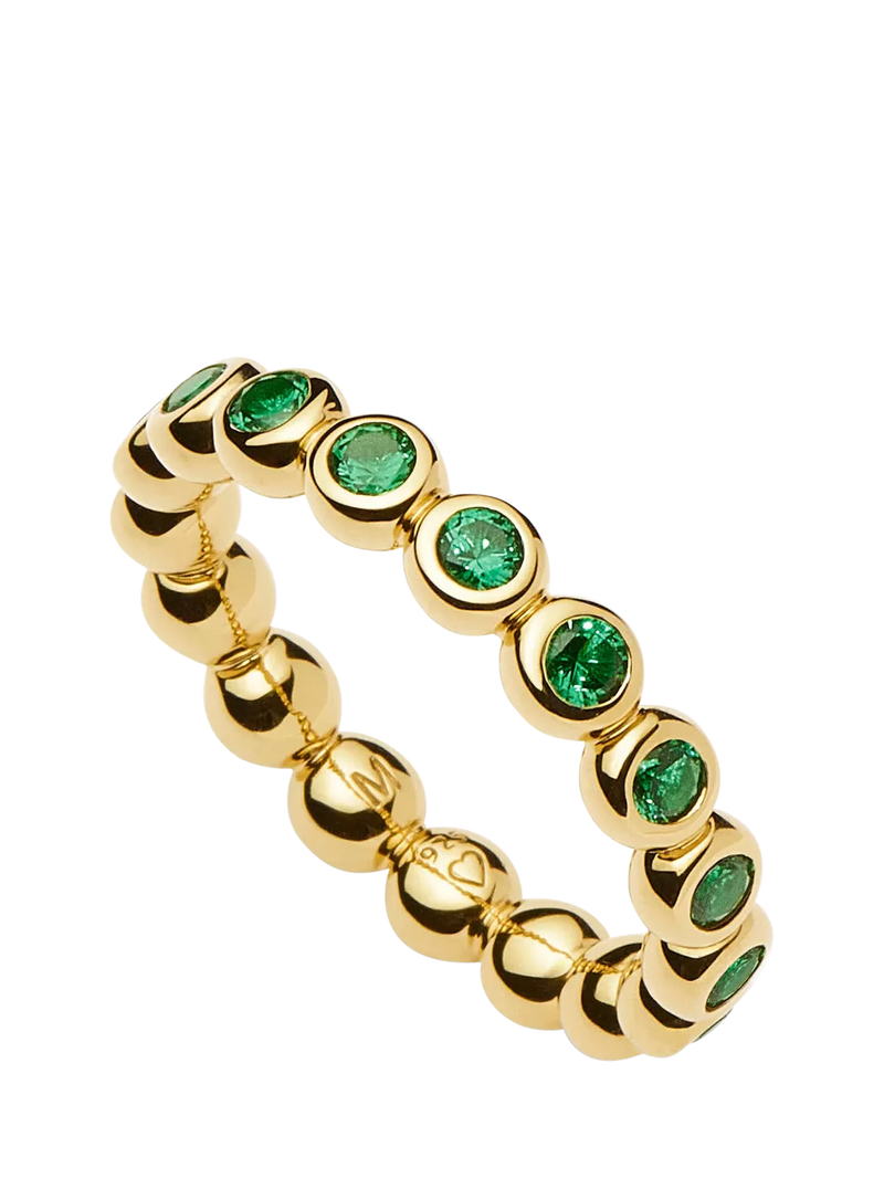 Missoma Beaded Eternity Stacking Ring, Gold/Green