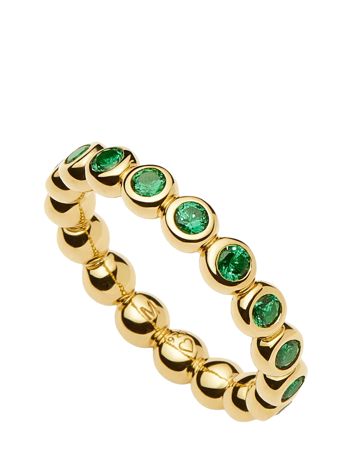 Missoma Beaded Eternity Stacking Ring, Gold/Green