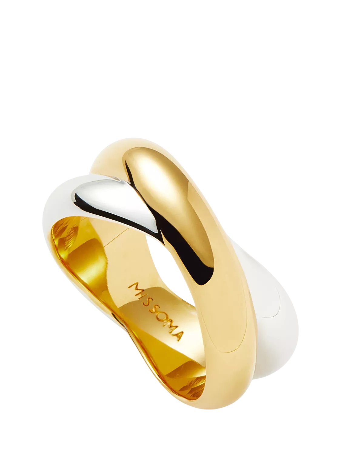 Missoma Chunky Cross Over Statement Ring, Gold/Silver