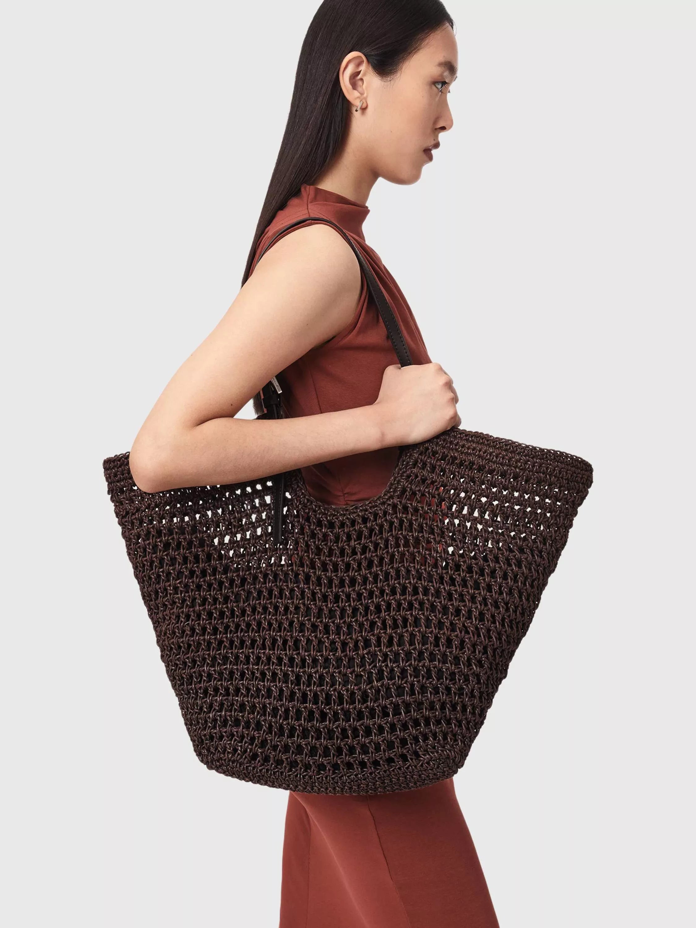 AllSaints Ara cotton knitted tote bag, imported from the UK