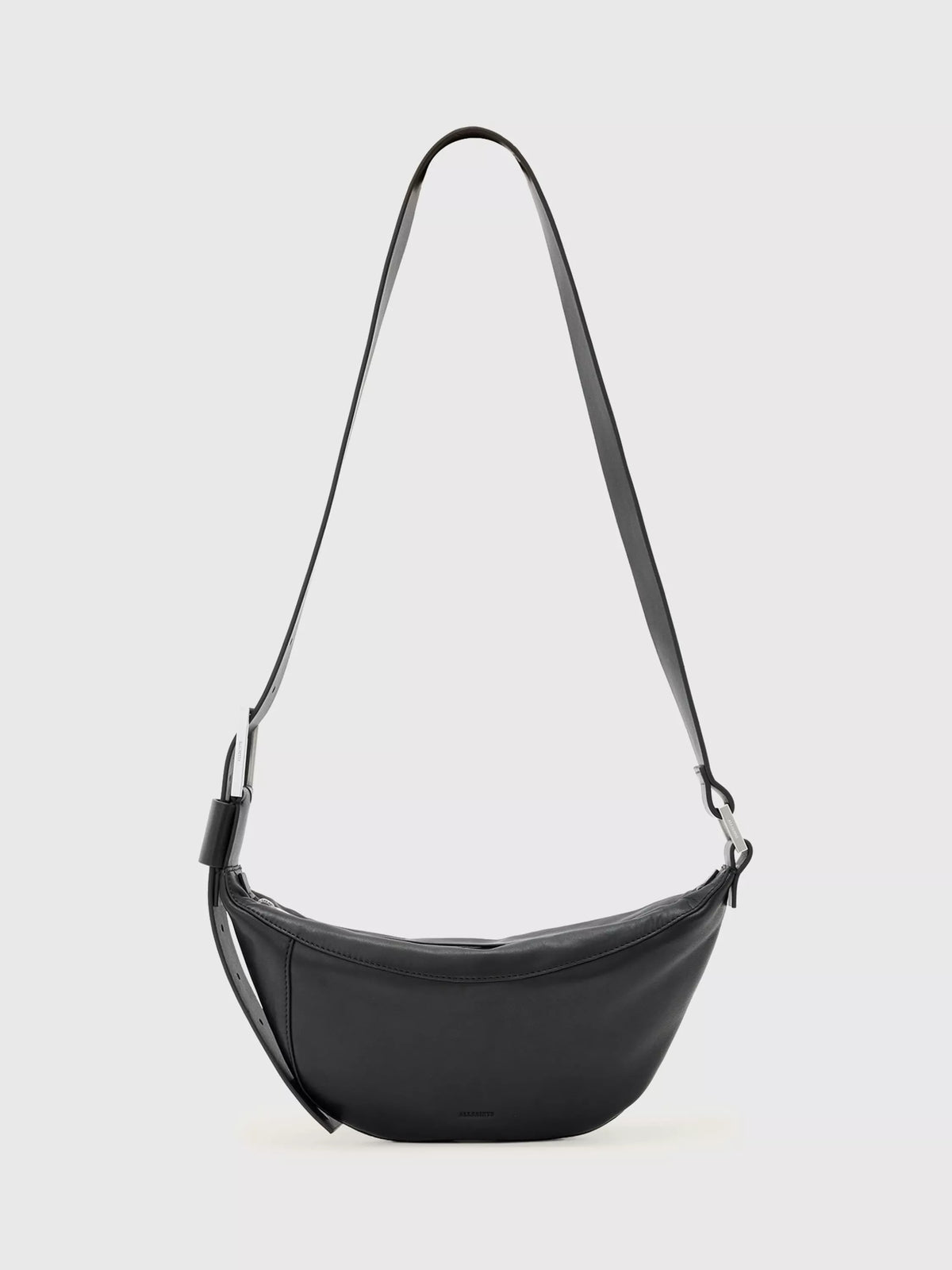 AllSaints Luna crossbody bag in black and silver (British brand)