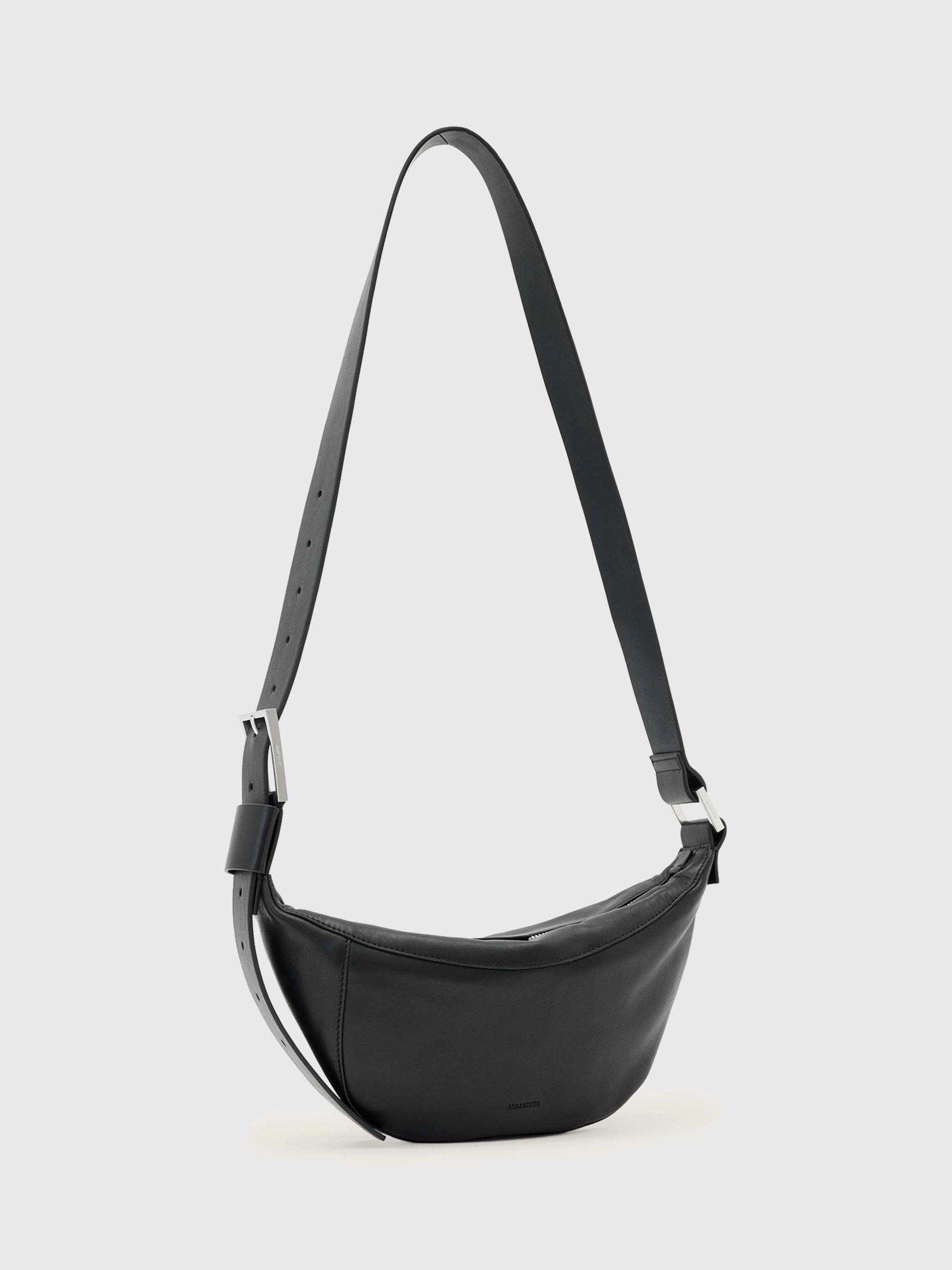 AllSaints Luna crossbody bag in black and silver (British brand)