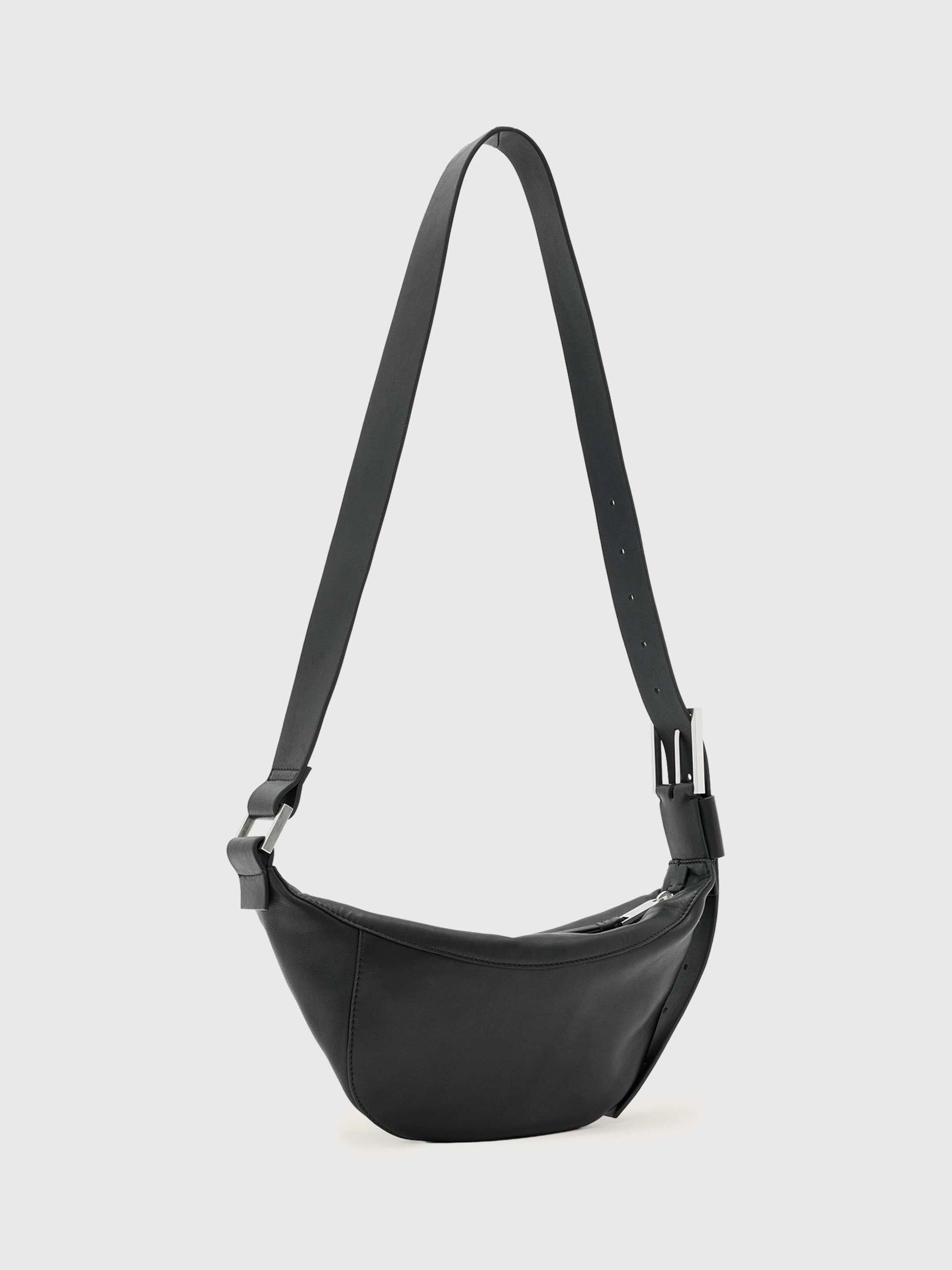 AllSaints Luna crossbody bag in black and silver (British brand)
