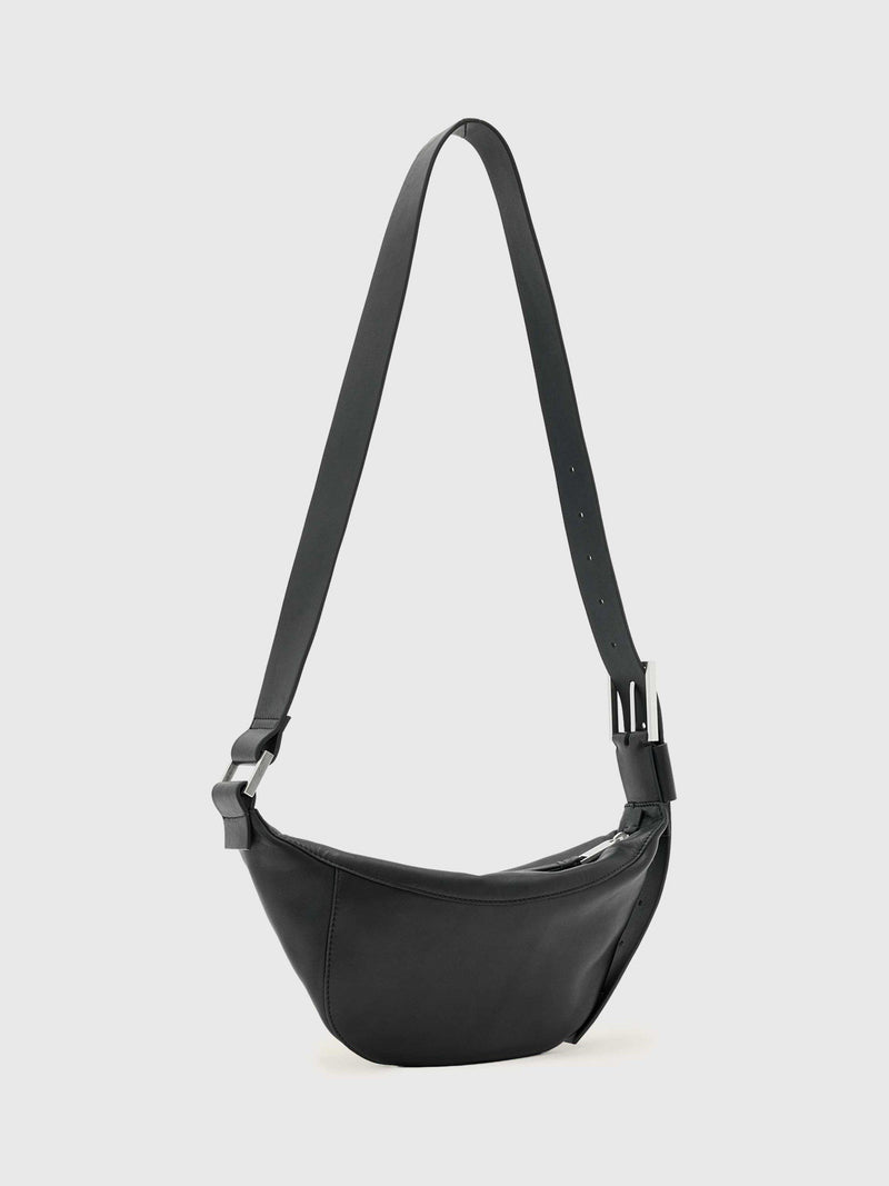 AllSaints Luna crossbody bag in black and silver (British brand)