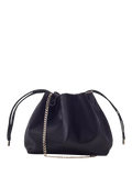 Moda in Pelle satin drawstring clutch bag black, UK version
