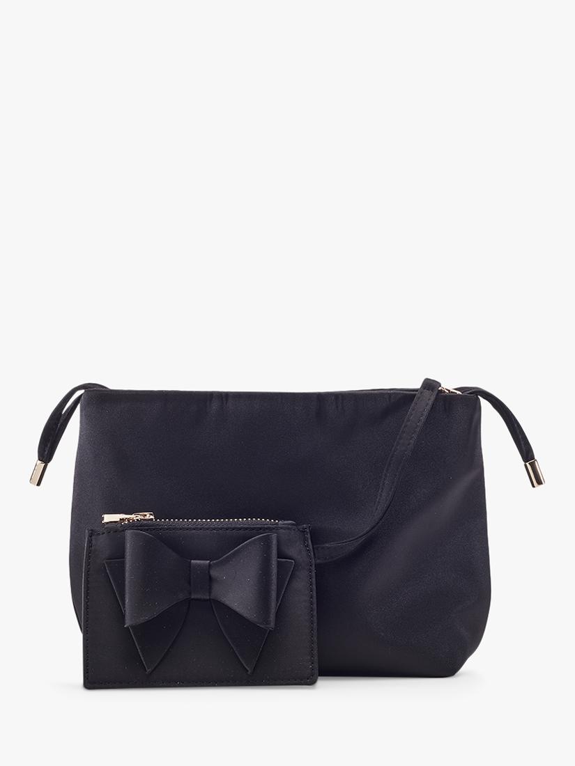 Moda in Pelle satin drawstring clutch bag black, UK version