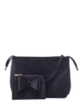 Moda in Pelle satin drawstring clutch bag black, UK version