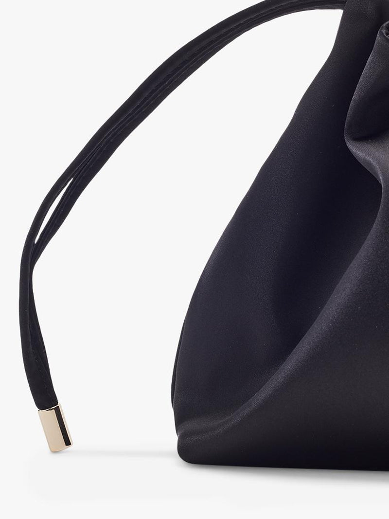 Moda in Pelle satin drawstring clutch bag black, UK version