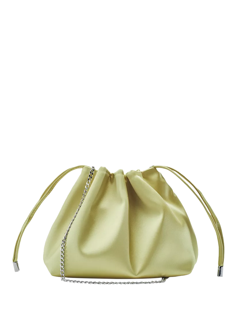 Moda in Pelle satin clutch bag black lime green (British brand)