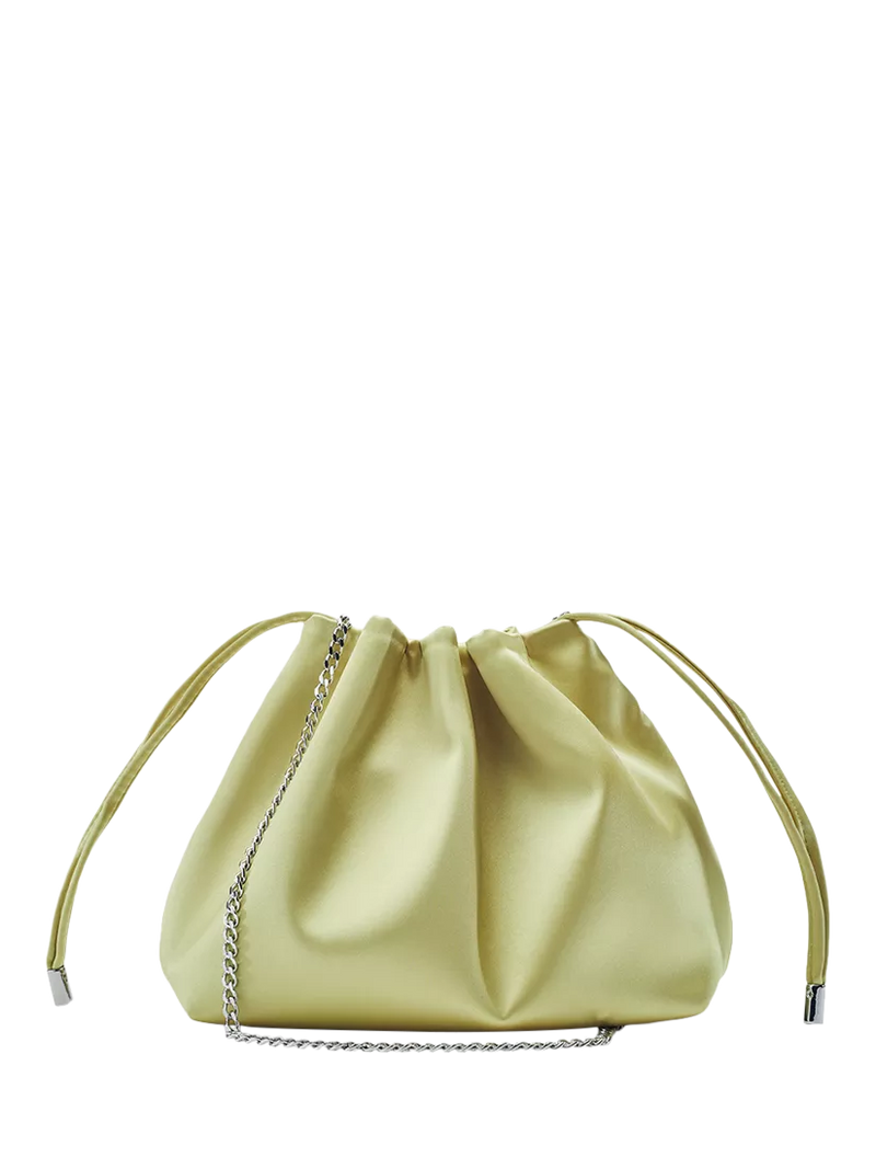 Moda in Pelle satin clutch bag black lime green (British brand)
